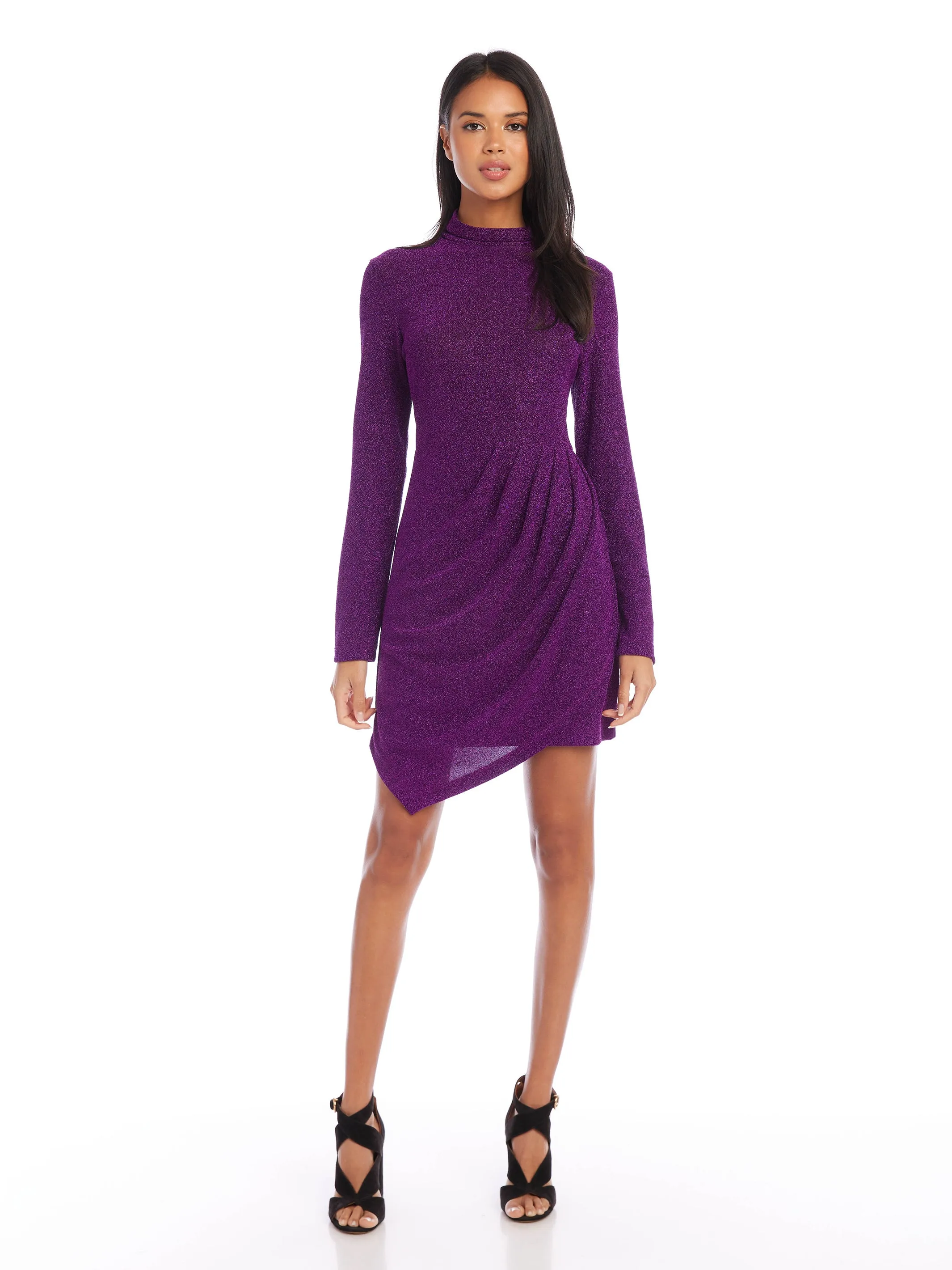 Smooth-Finish Trendy Layer Asymmetric Drape Front Dress