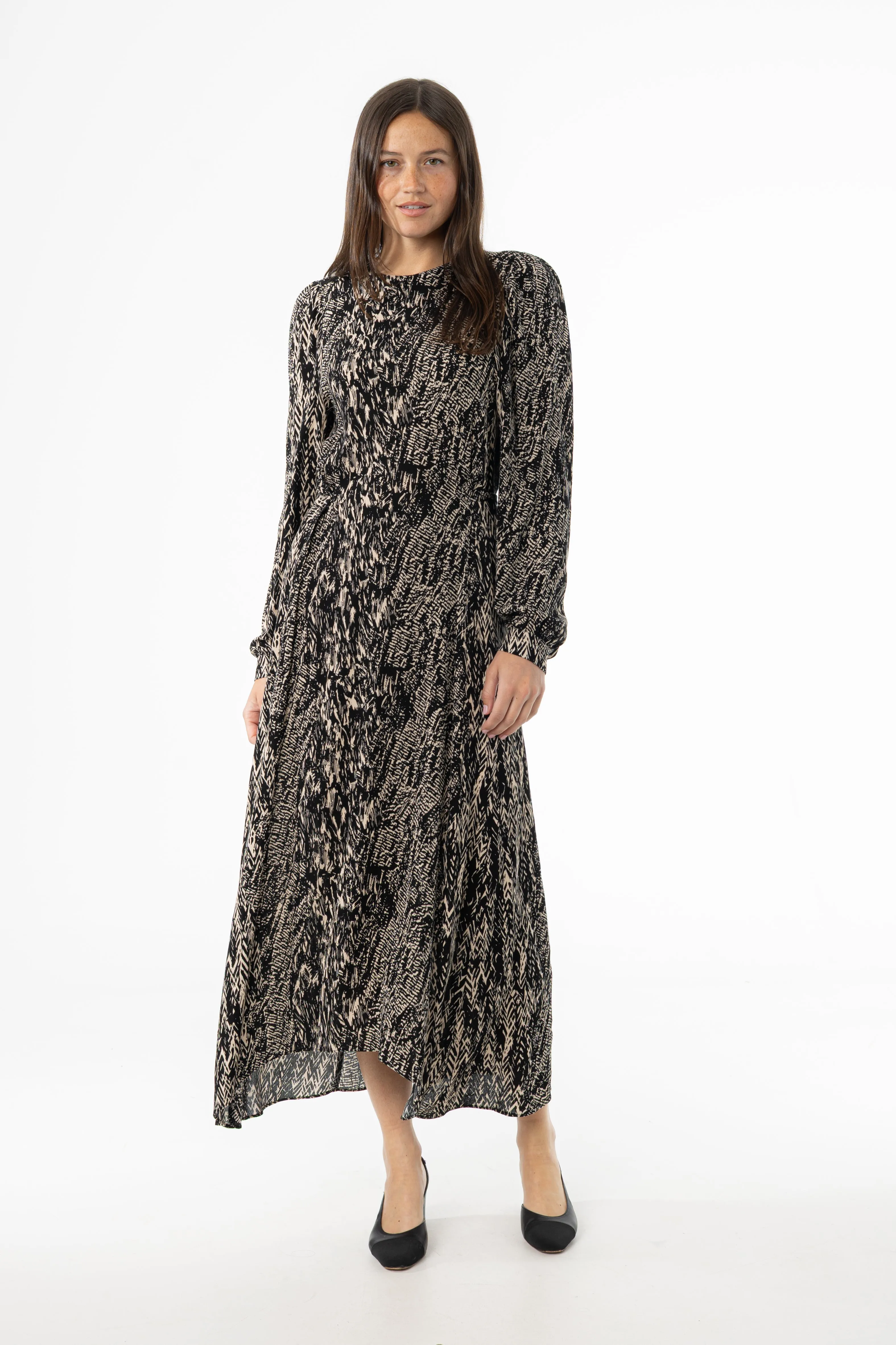 Black Multi Puff Shoulder Maxi Dress Modern-style Fit Waist