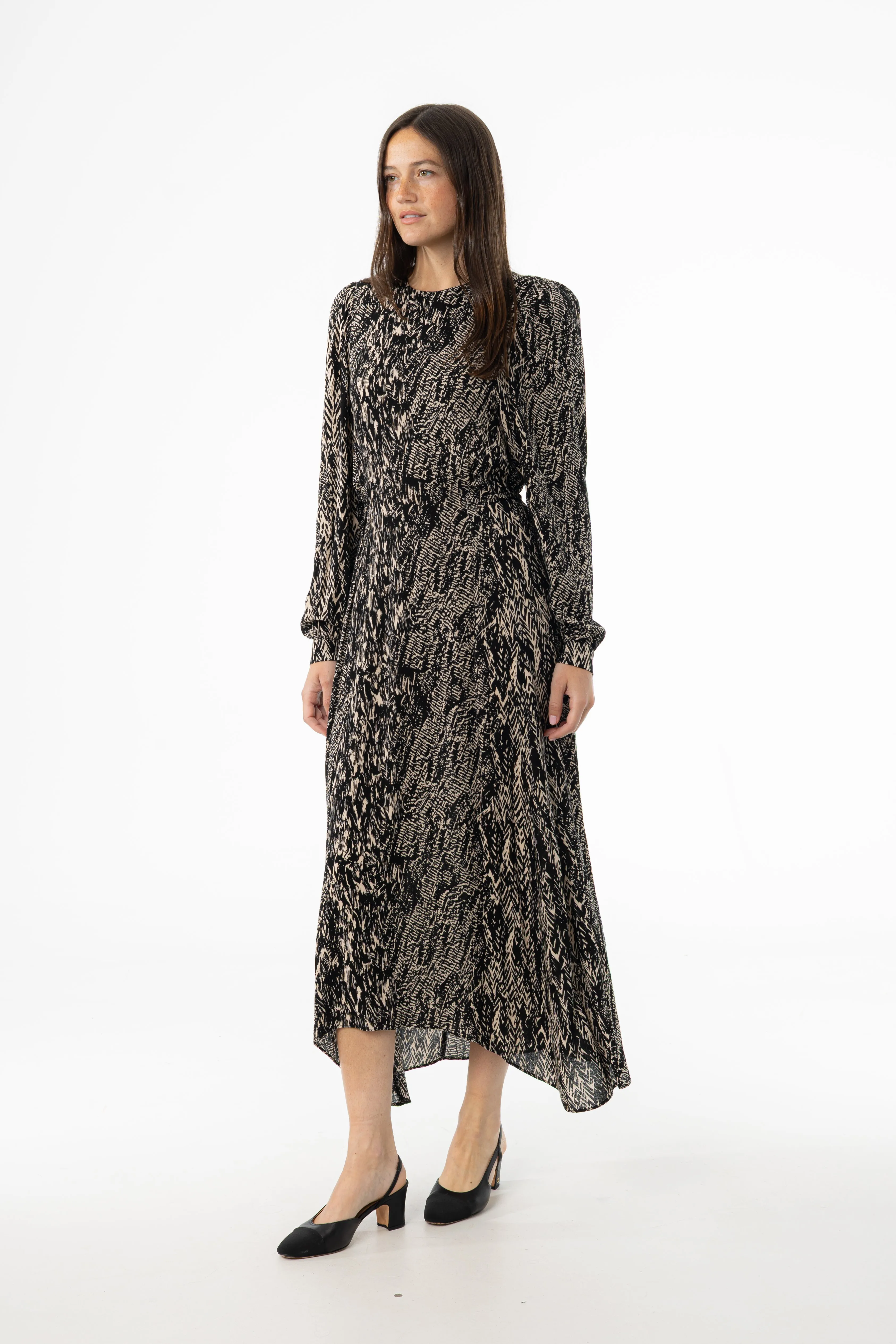 Relaxed Vibe Black Multi Puff Shoulder Maxi Dress