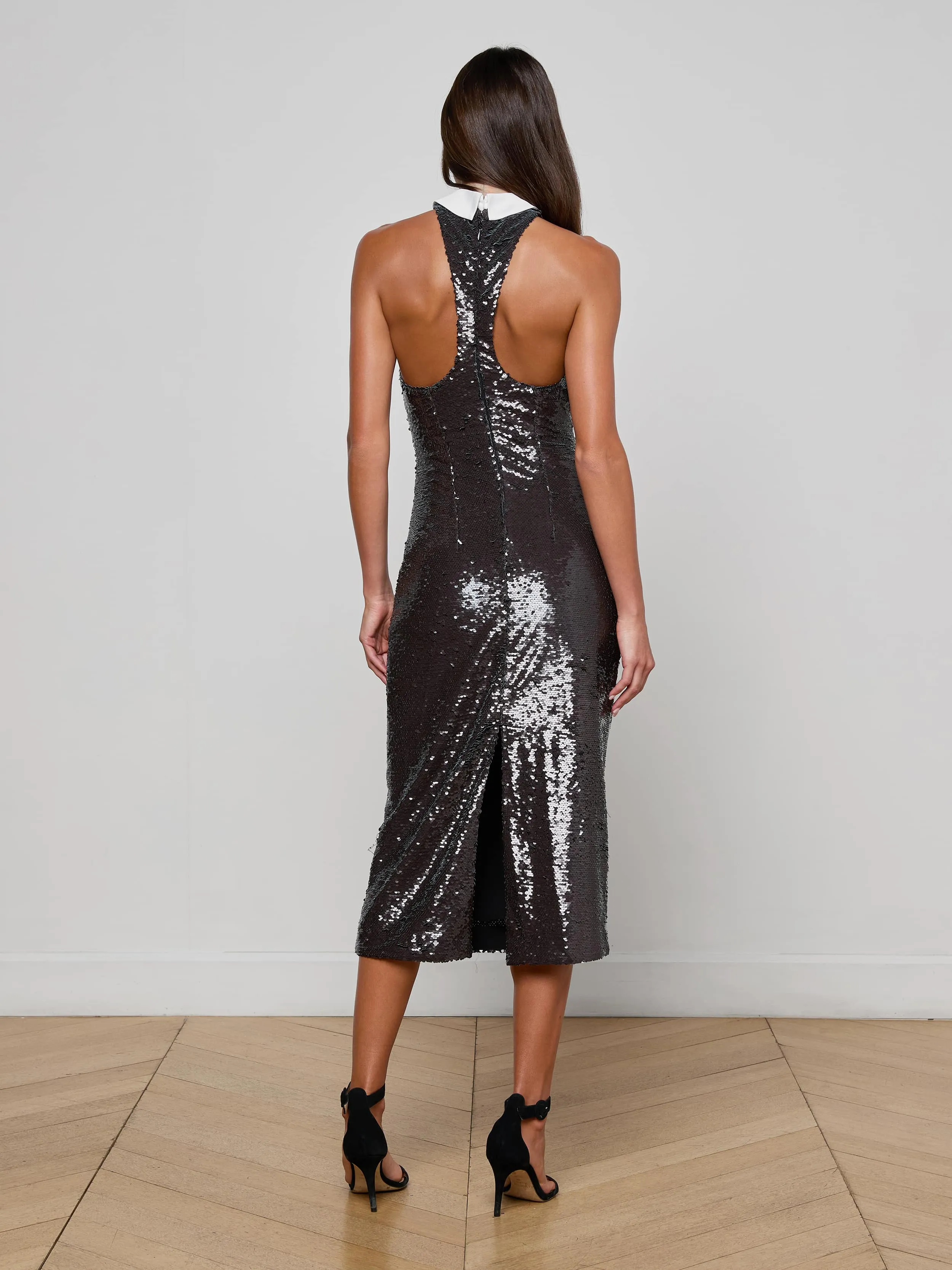 Light Finish Applique-Detail Lilith Sequin Dress