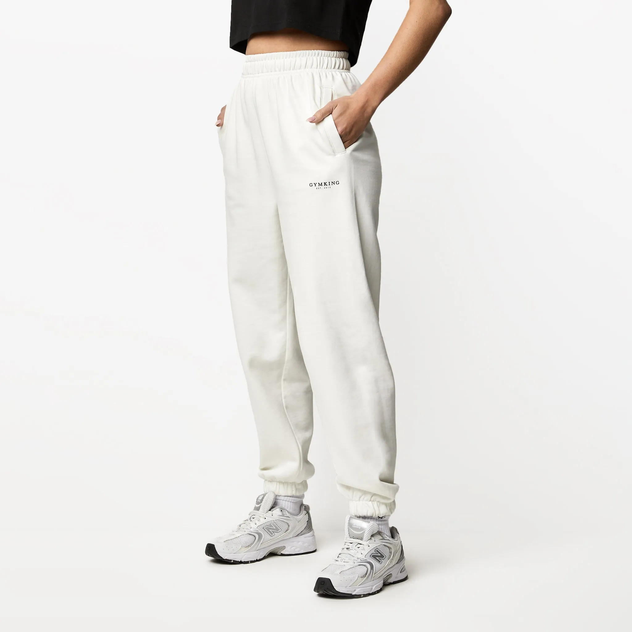 Gym King Established Relaxed Fit Jogger - Cream Tear Resistant Fabric Quick Motion
