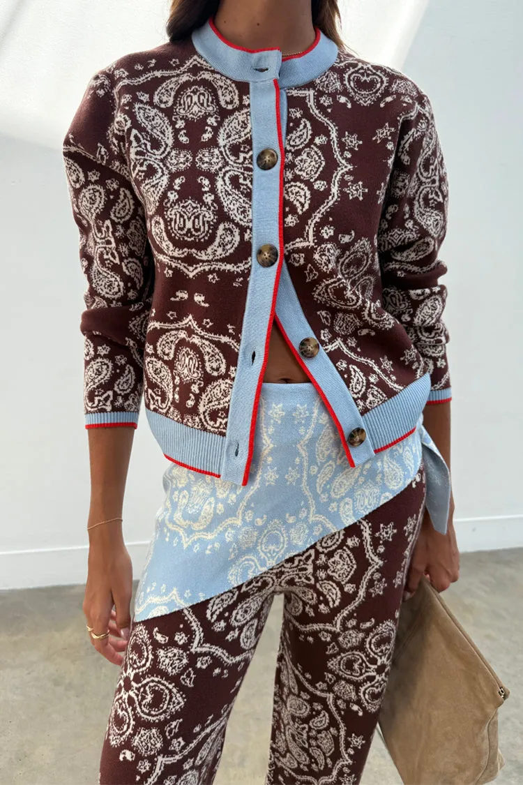 Chocolate Bandana Holly Cardigan Four Way Stretch AntiSnag Surface