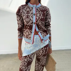 Chocolate Bandana Holly Cardigan Airflow channels Eco Friendly Yarn