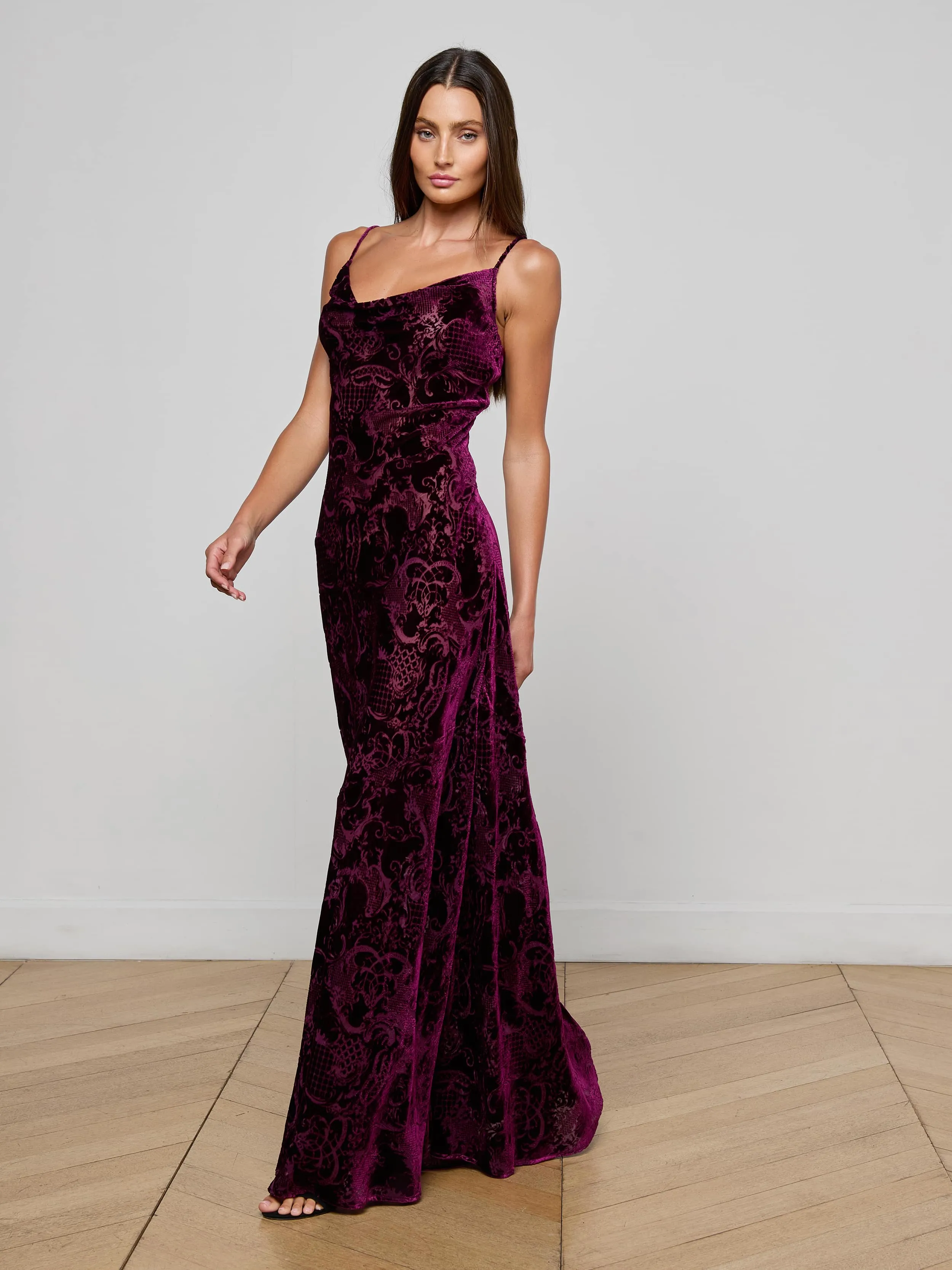 Poised Vibe Christine Burnout Velvet Dress