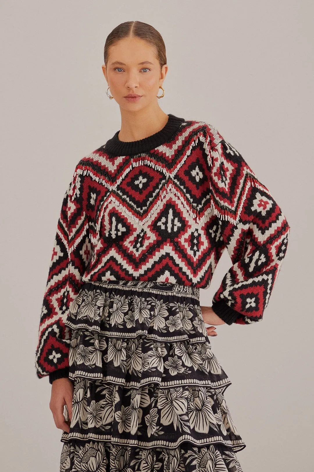 Rauti Beaded Knit Sweater Low Maintenance Knit