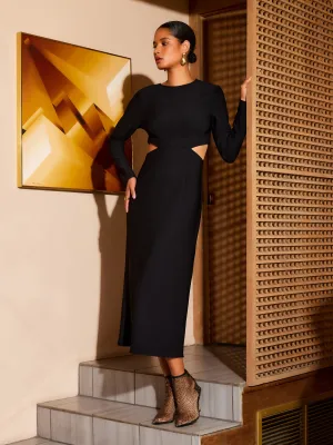 Cutout Midi Dress Stud-Detail Minimal Curve