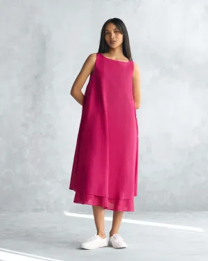 Double Layer Dress - Berry Smart Tones Fresh Texture