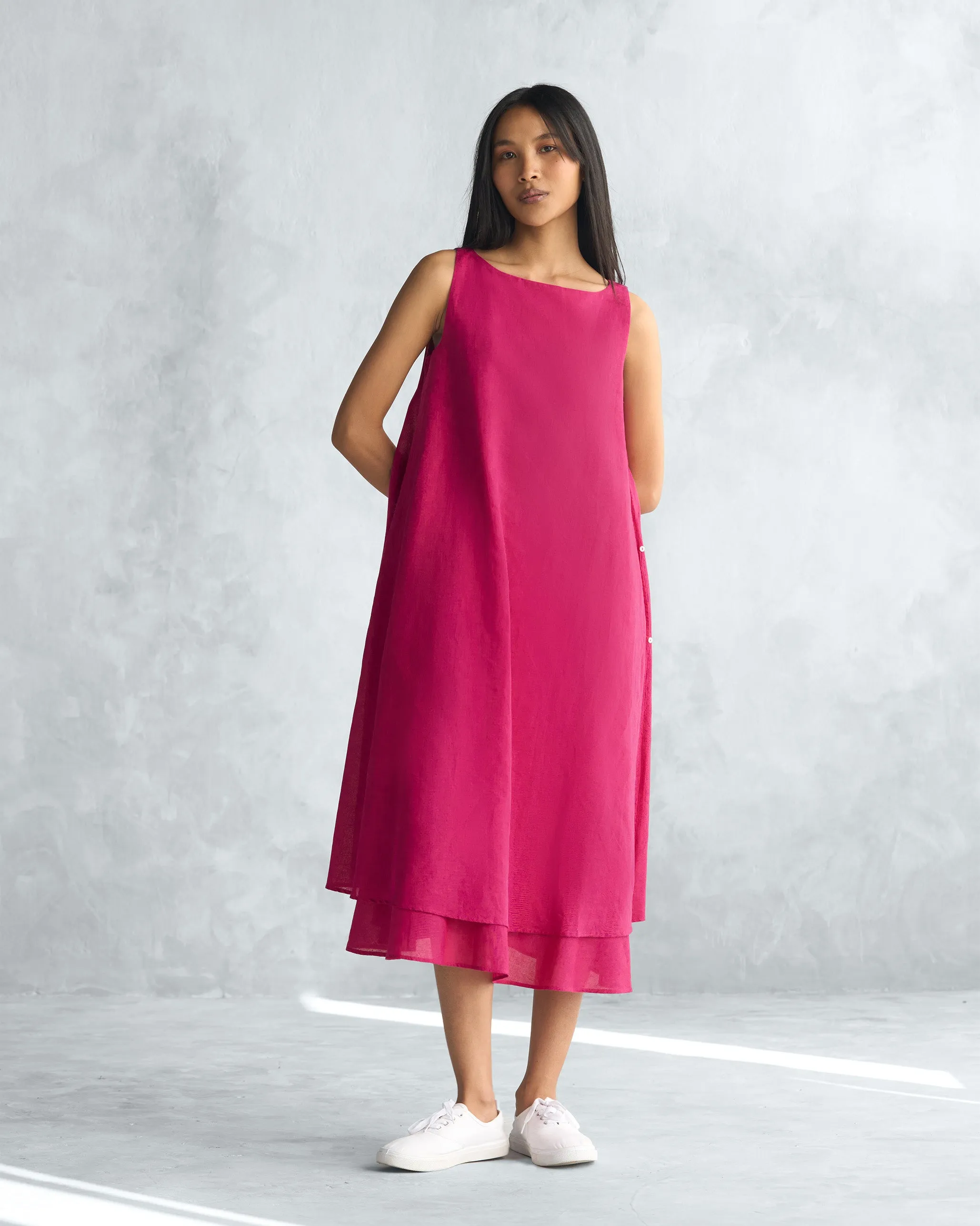 Double Layer Dress - Berry Smart Tones Fresh Texture