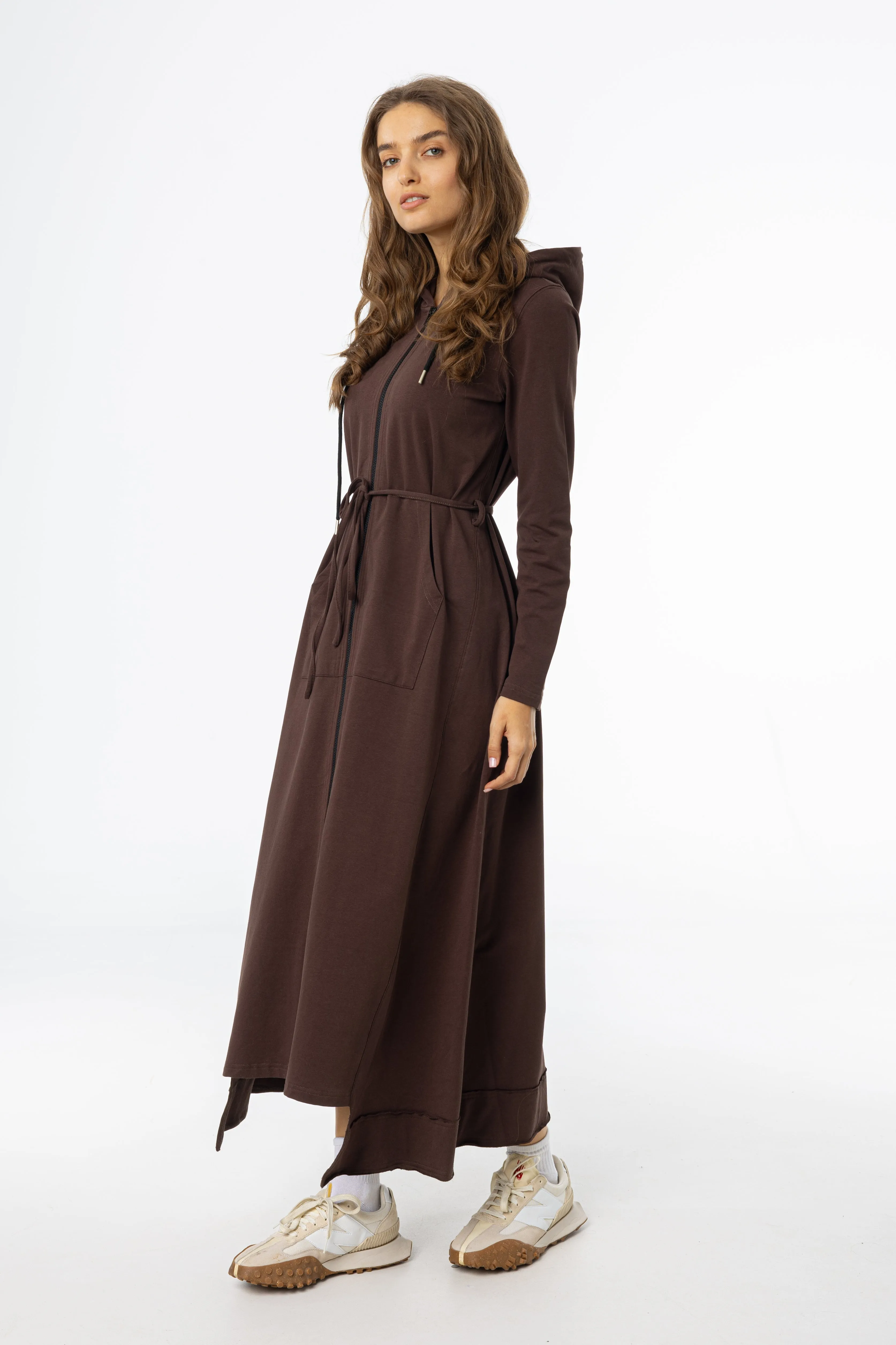 Brown Sweatshirt Maxi Dress Breezy Style