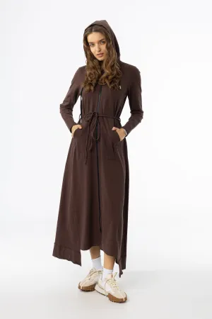 Smart and Elegant Brown Sweatshirt Maxi Dress
