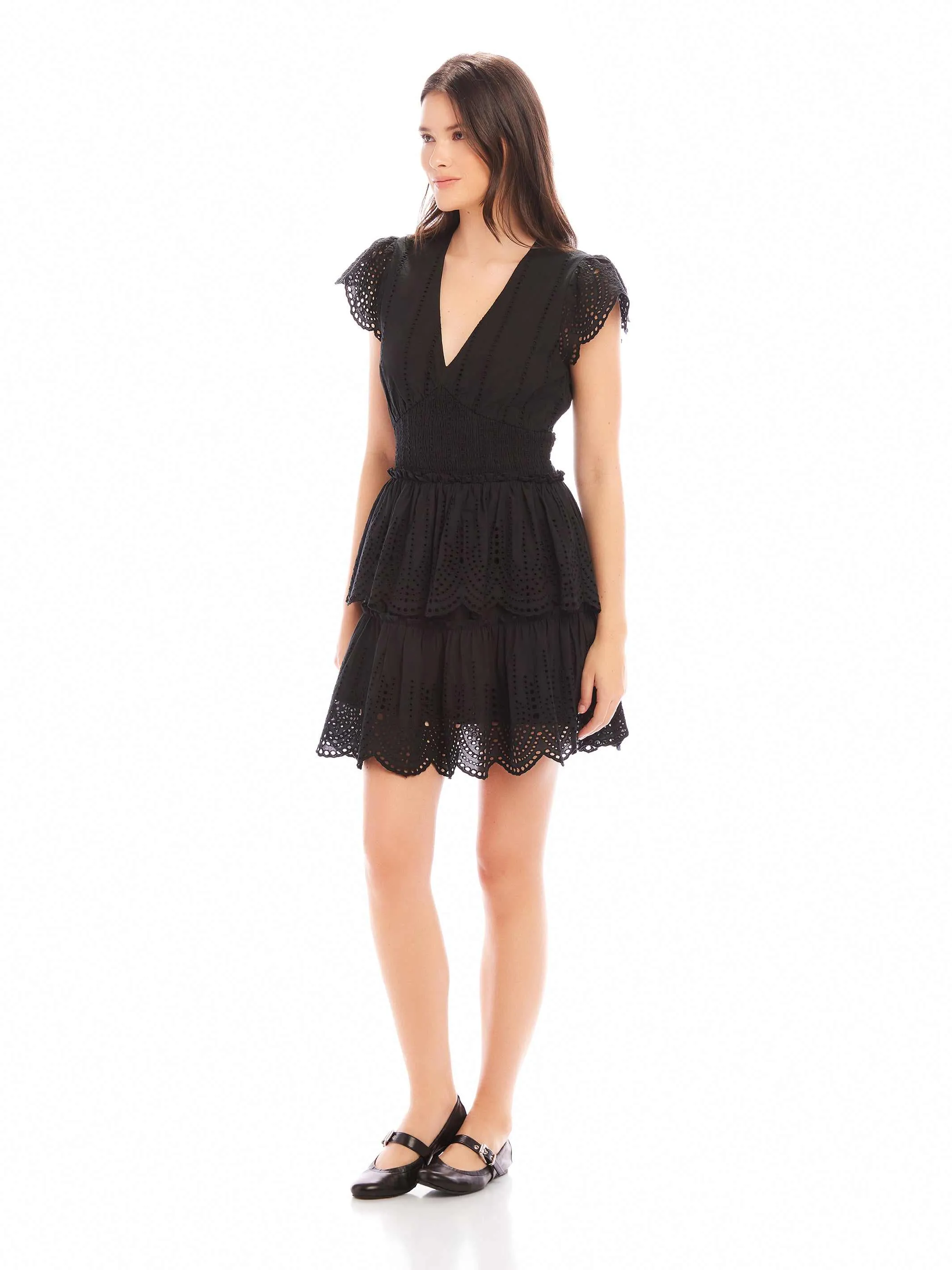 Isla Embroidered Tiered Dress Warm Base