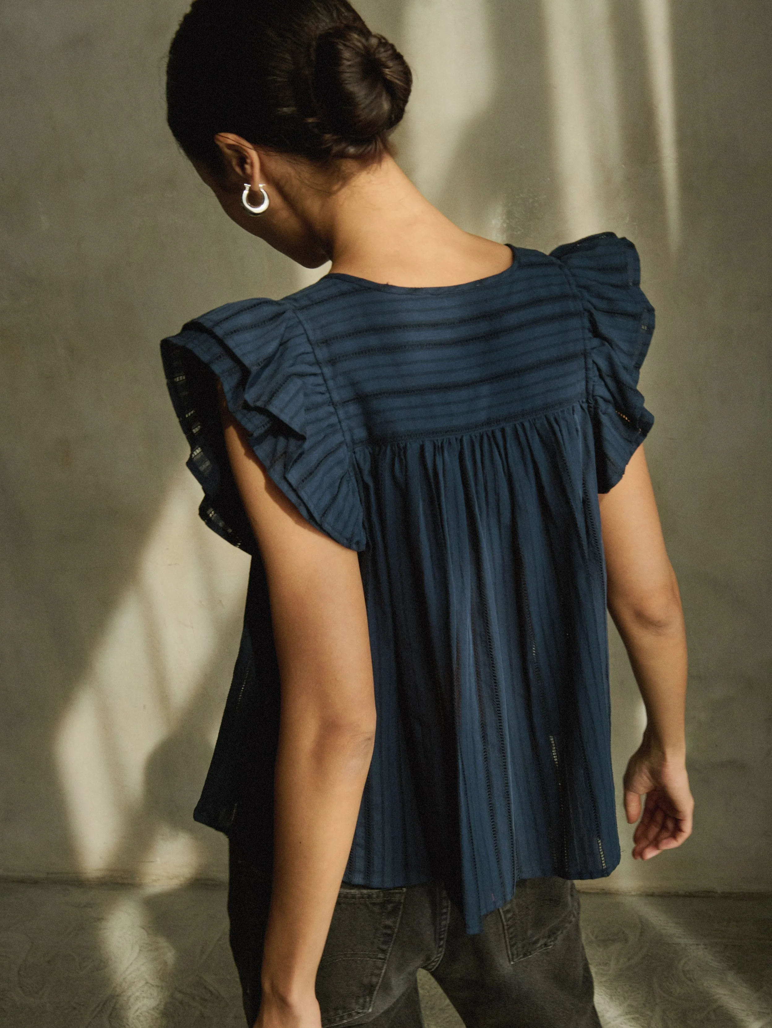 Claudia Flutter Top Comfy Stretch Wear Everyday Casual