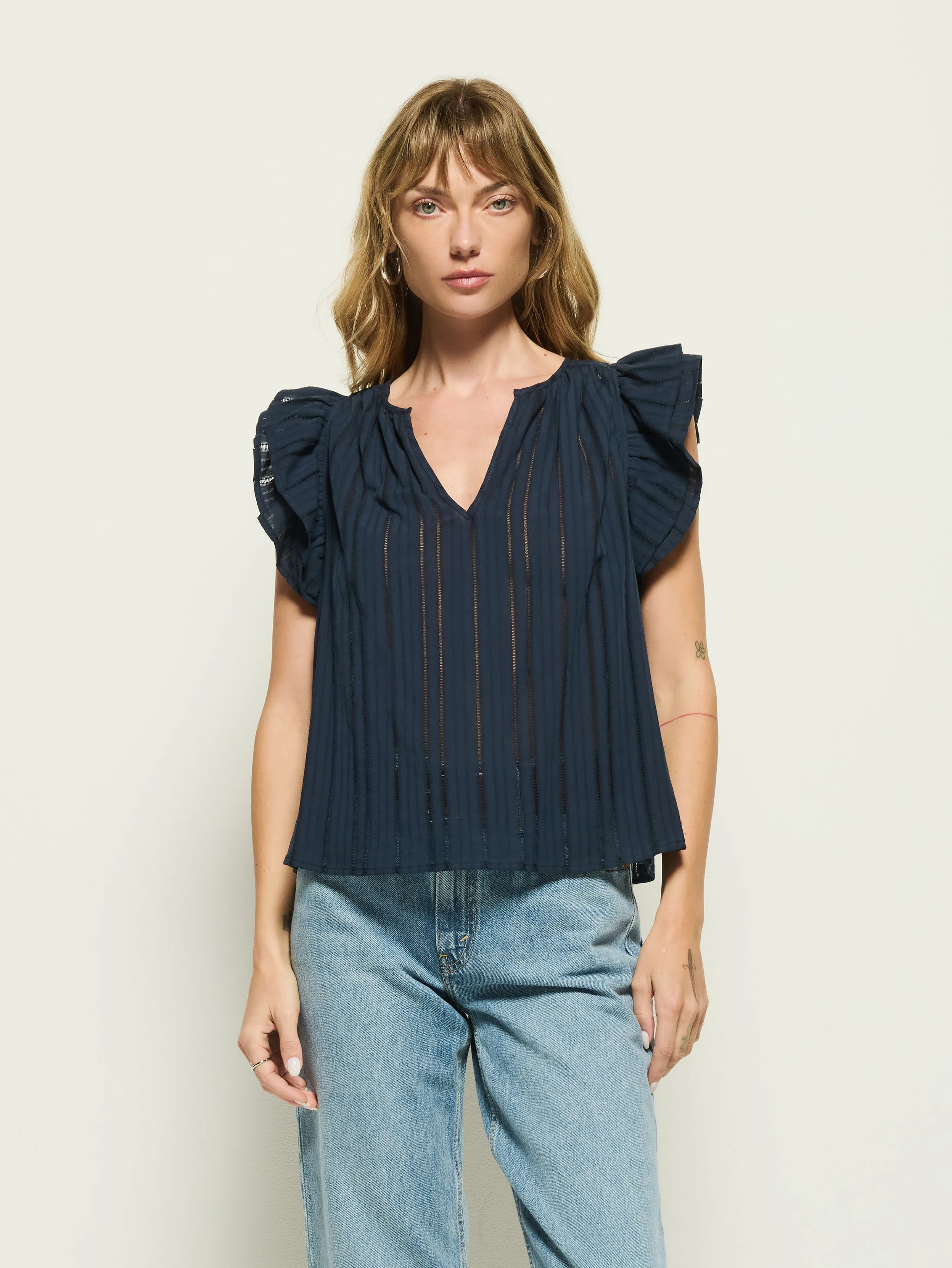 Claudia Flutter Top Durable Stitching