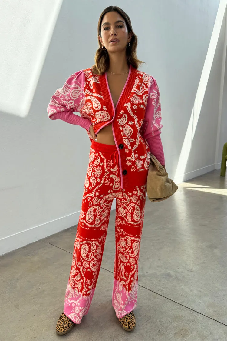 Fresh Warmth Red Bandana Wide Leg Trousers