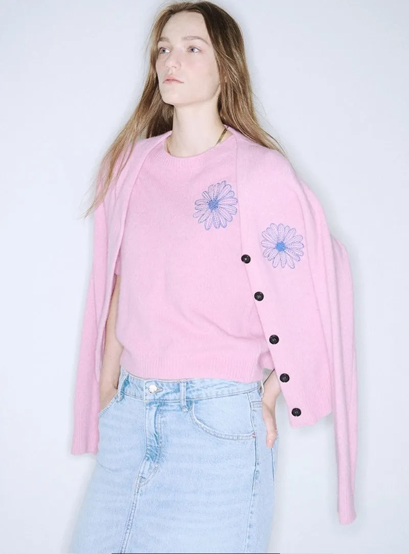 RACCOON BLENDED CARDIGAN V NECK_PINK BLUE Chill Style