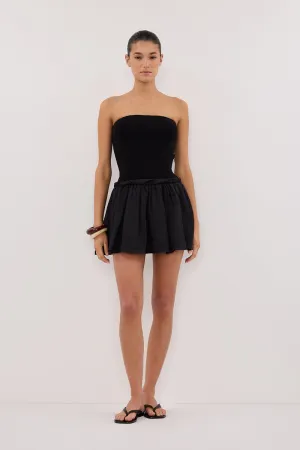 COCO BLACK STRAPLESS HYBRID MINI DRESS Raglan-Sleeve Color-Blocked