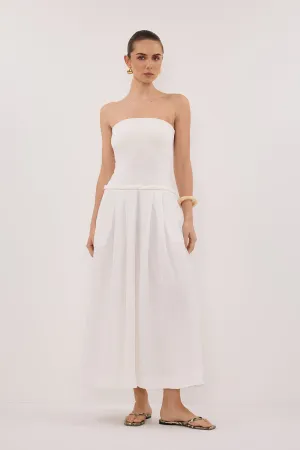 COCO WHITE STRAPLESS HYRBID MIDI DRESS Edge Shape