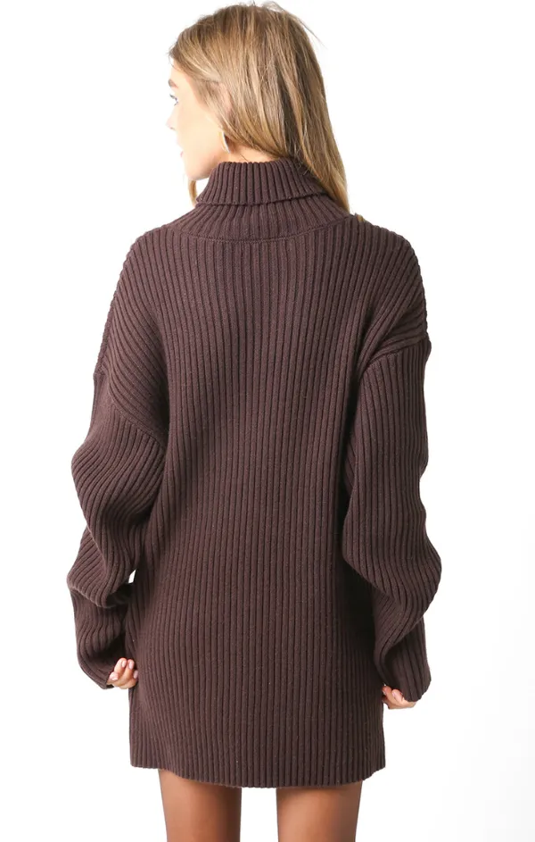Coffee Bean Turtleneck Sweater Tunic Timeless and Comfortable
