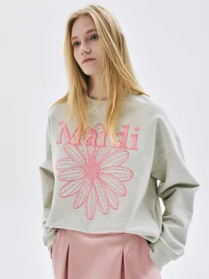 SWEATSHIRT FLOWERMARDI NEEDLEWORK_OATMEAL PEONY Poplin Embroidered Detail