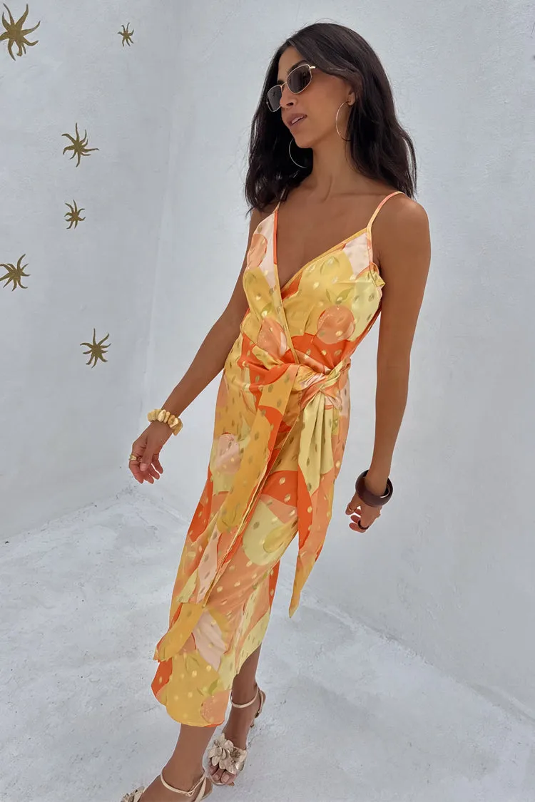 Easy Going Apricot Strappy Vienna Dress