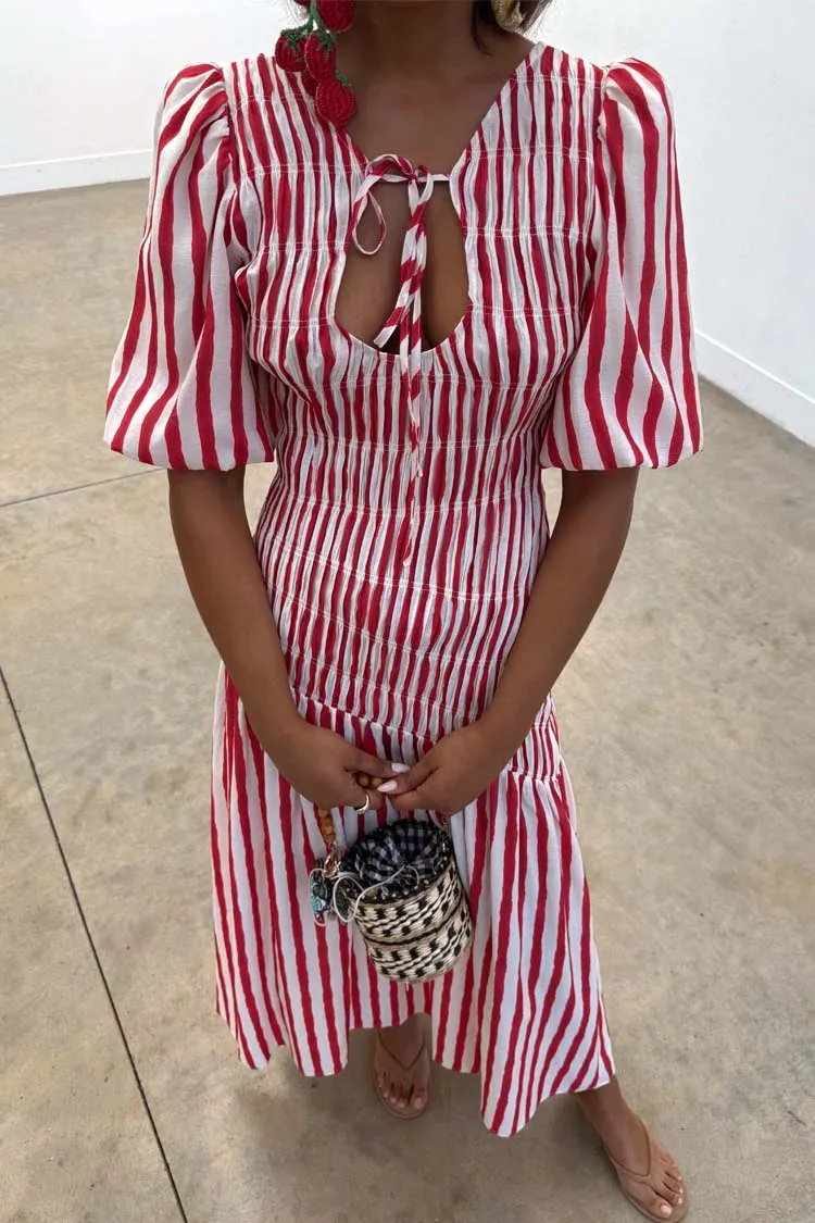 Chic Wear Red Stripe Nara Dress