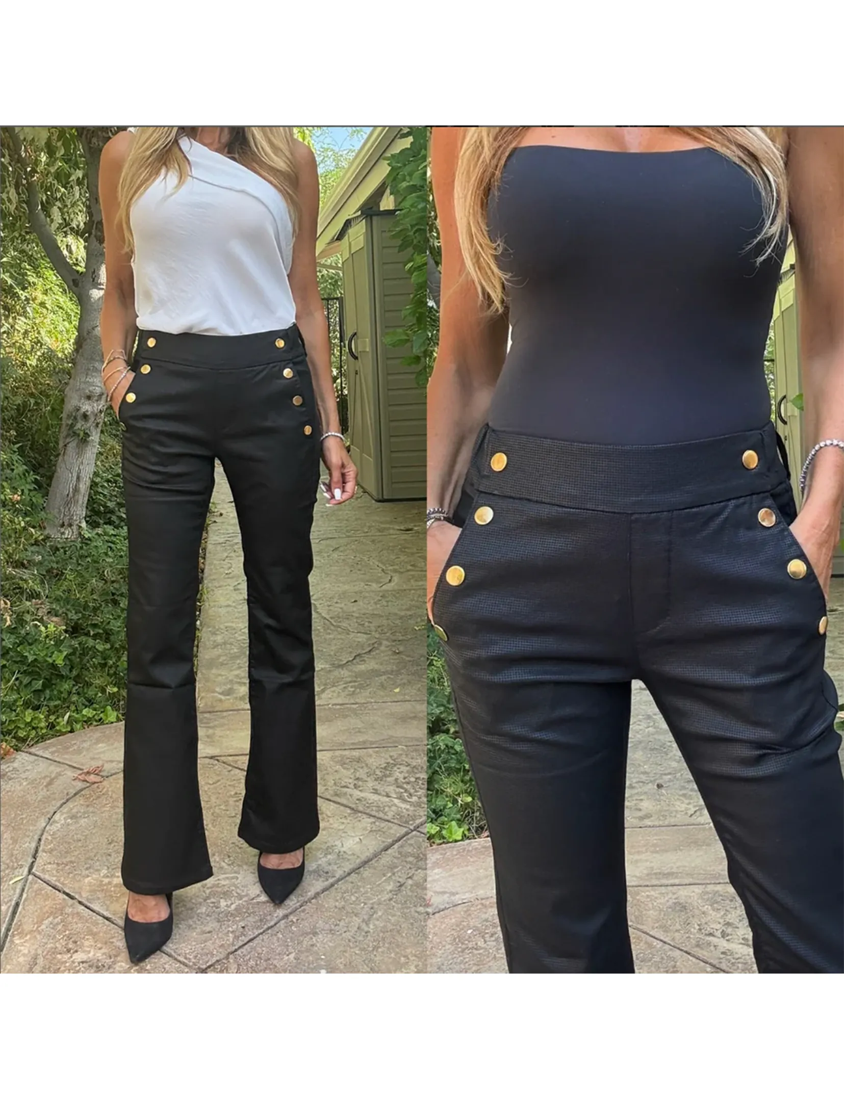 Ellen Button Flare, Black Check Full Coverage