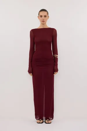 NYRA WINE LONG SLEEVE MESH TOP Eco Conscious Production