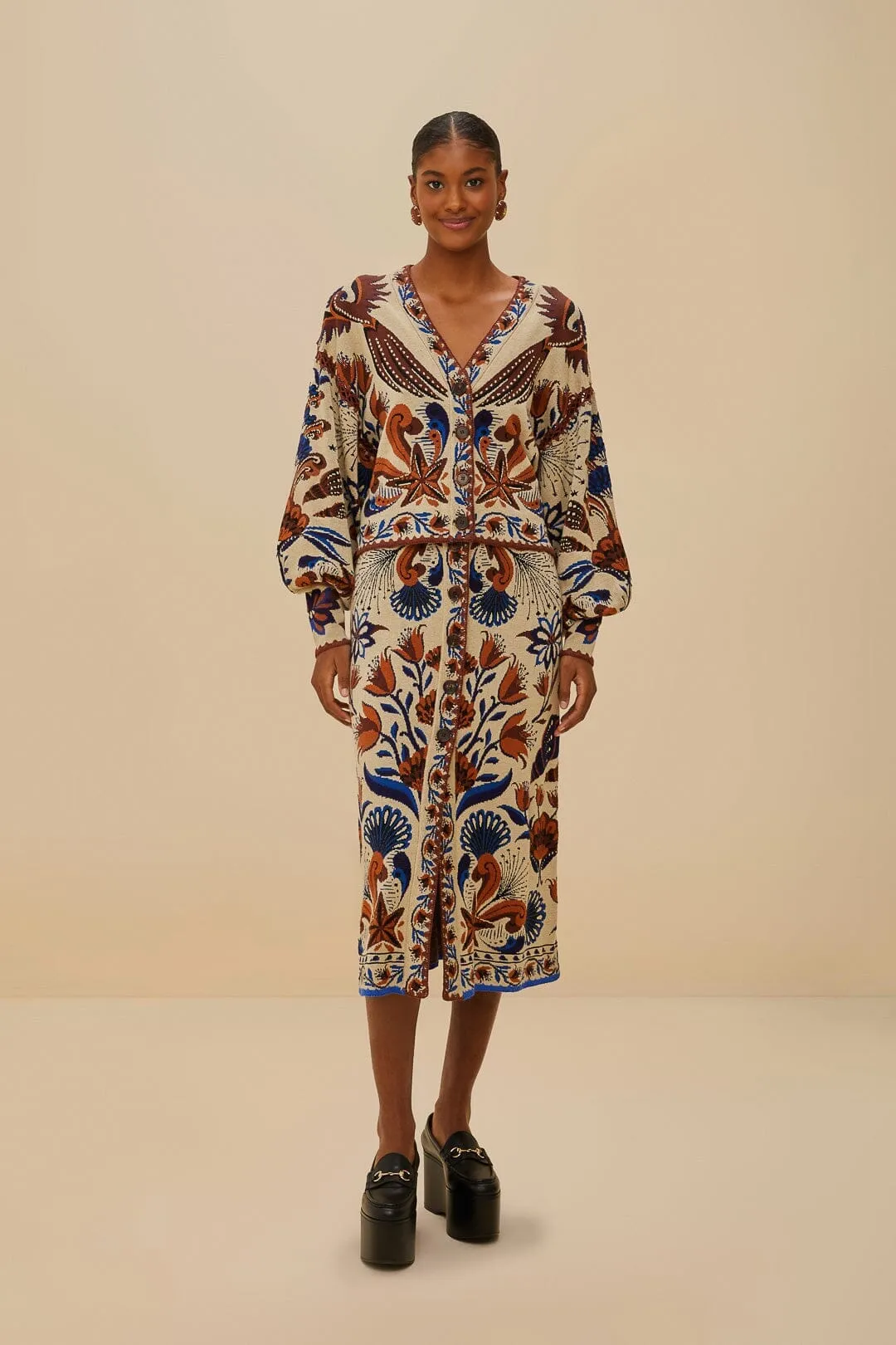 Eco Dyeing Method Tagless Design Sand Nature Land Knit Cardigan