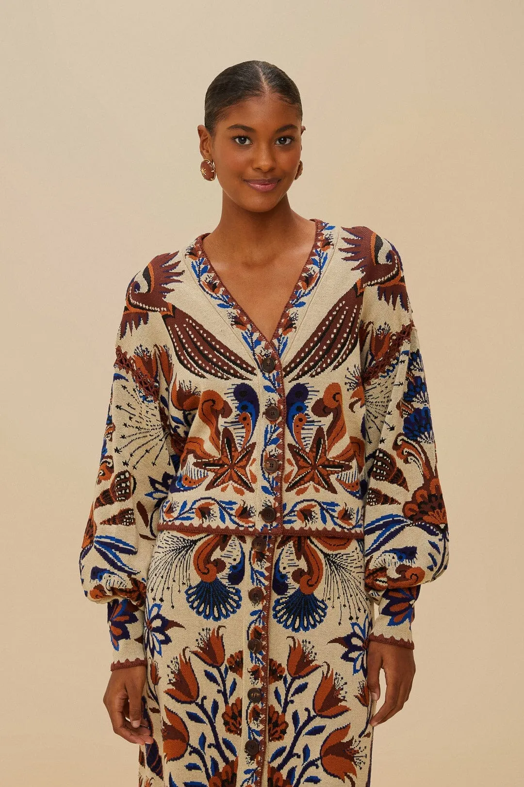 Sand Nature Land Knit Cardigan Breathable mesh panel