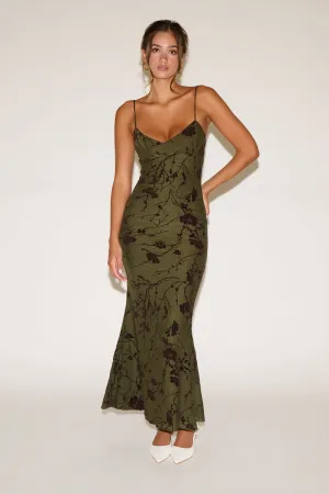 Chic Tone CONTRAST FLORAL FLOCKING SLEEVELESS MAXI DRESS