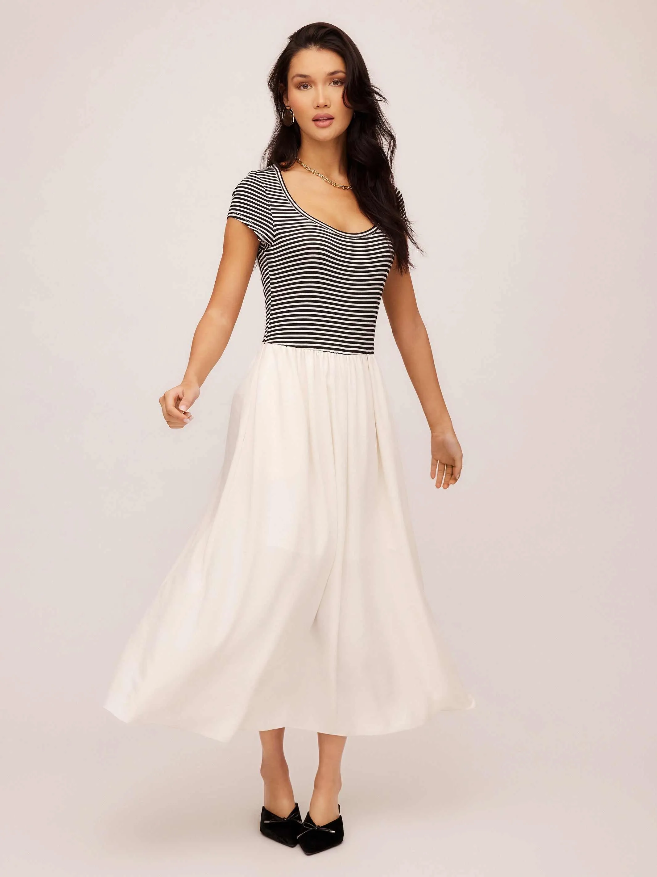 Contrast Hem Sylvie Dress Slim-fit Comfort Waist Fit