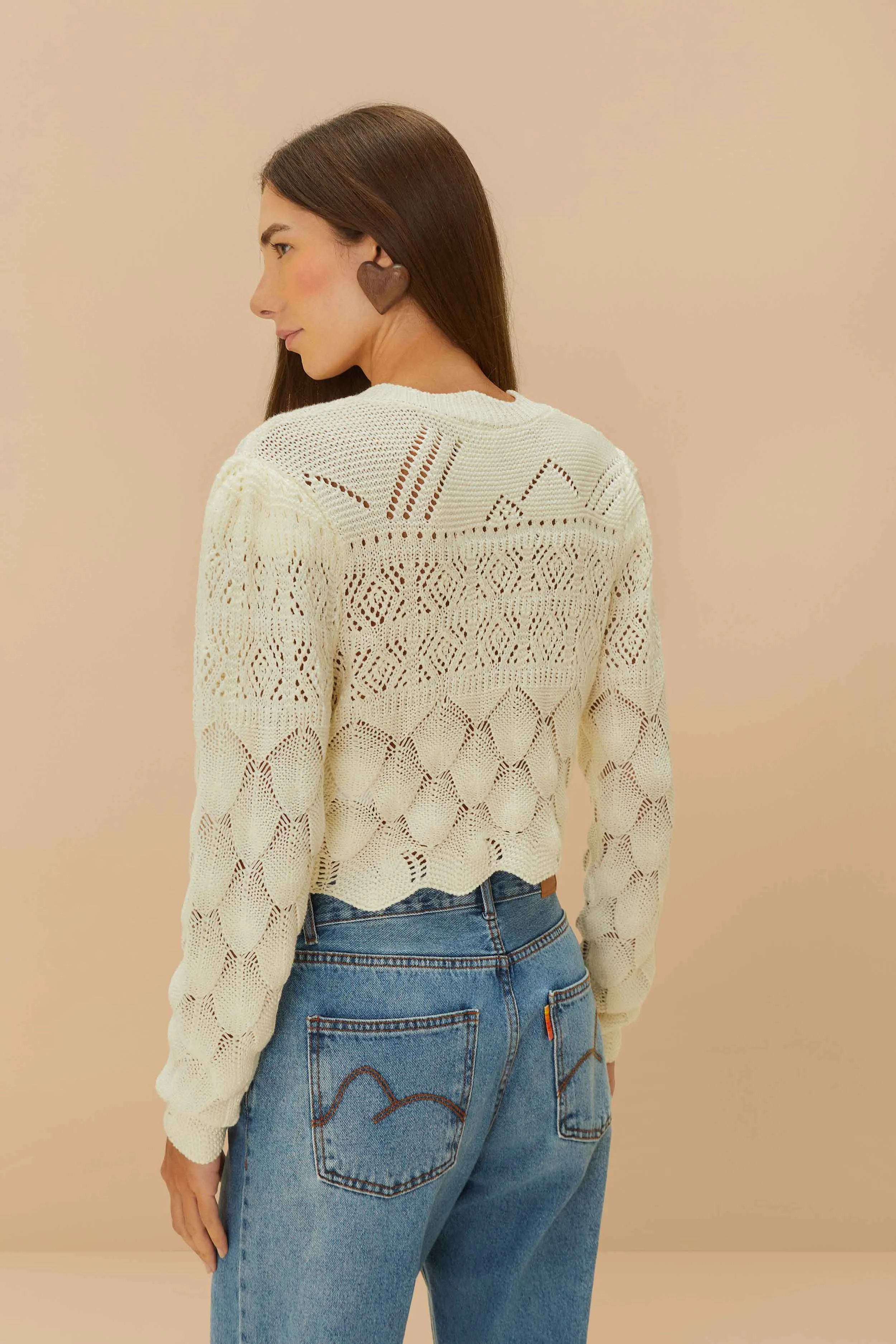 Off-White Mixed Lace Stitch Cardigan Layer Trend