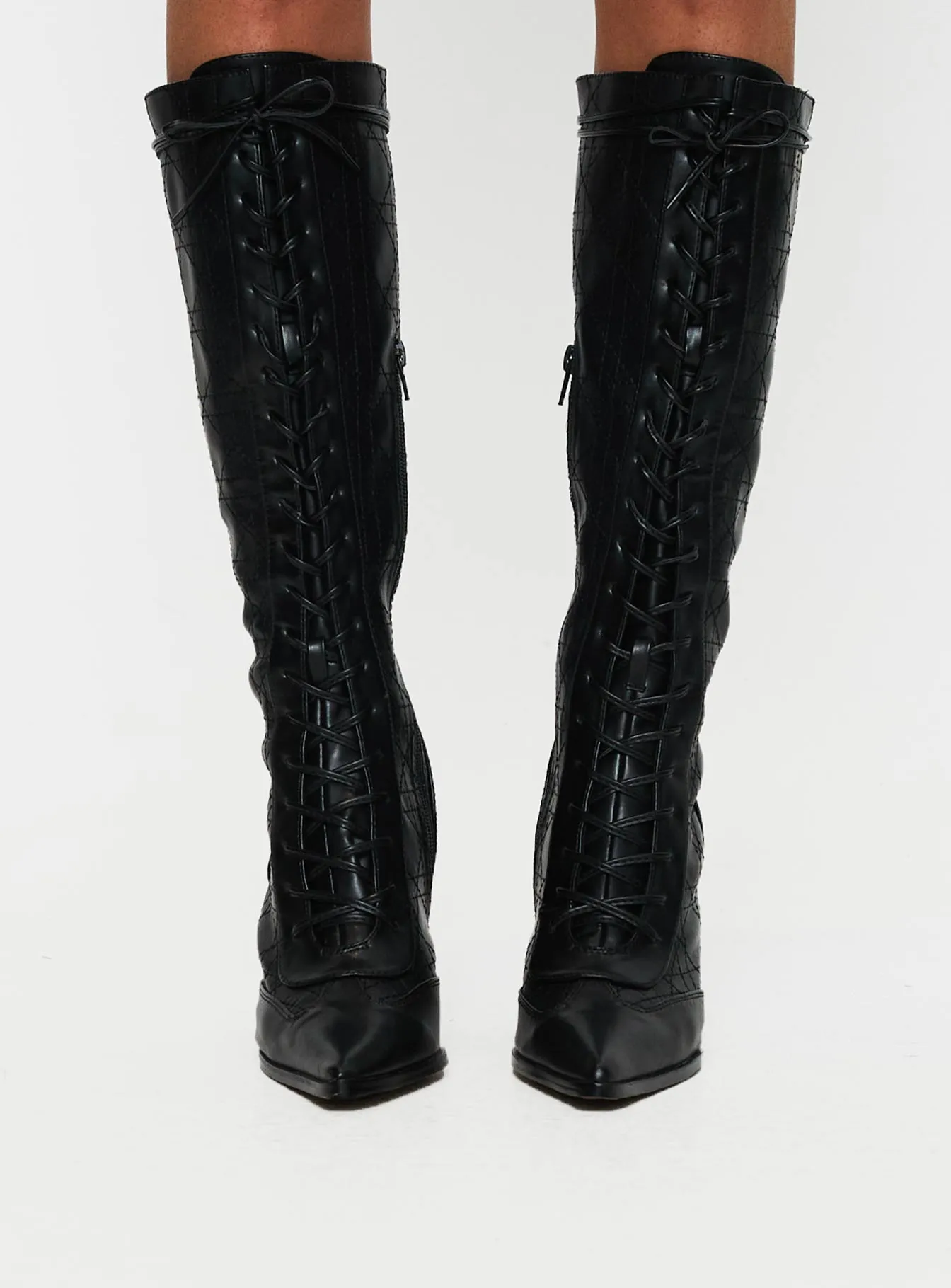 Creator Knee High Lace-Up Boots Black Night Out