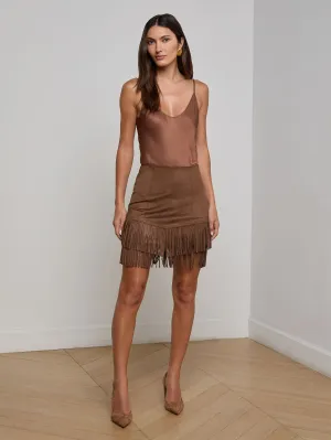 Lyle Vegan Suede Mini Skirt Secure Closure