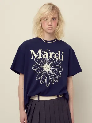 School Uniform Soft and Light UNISEX TSHIRT FLOWERMARDI_NAVY IVORY