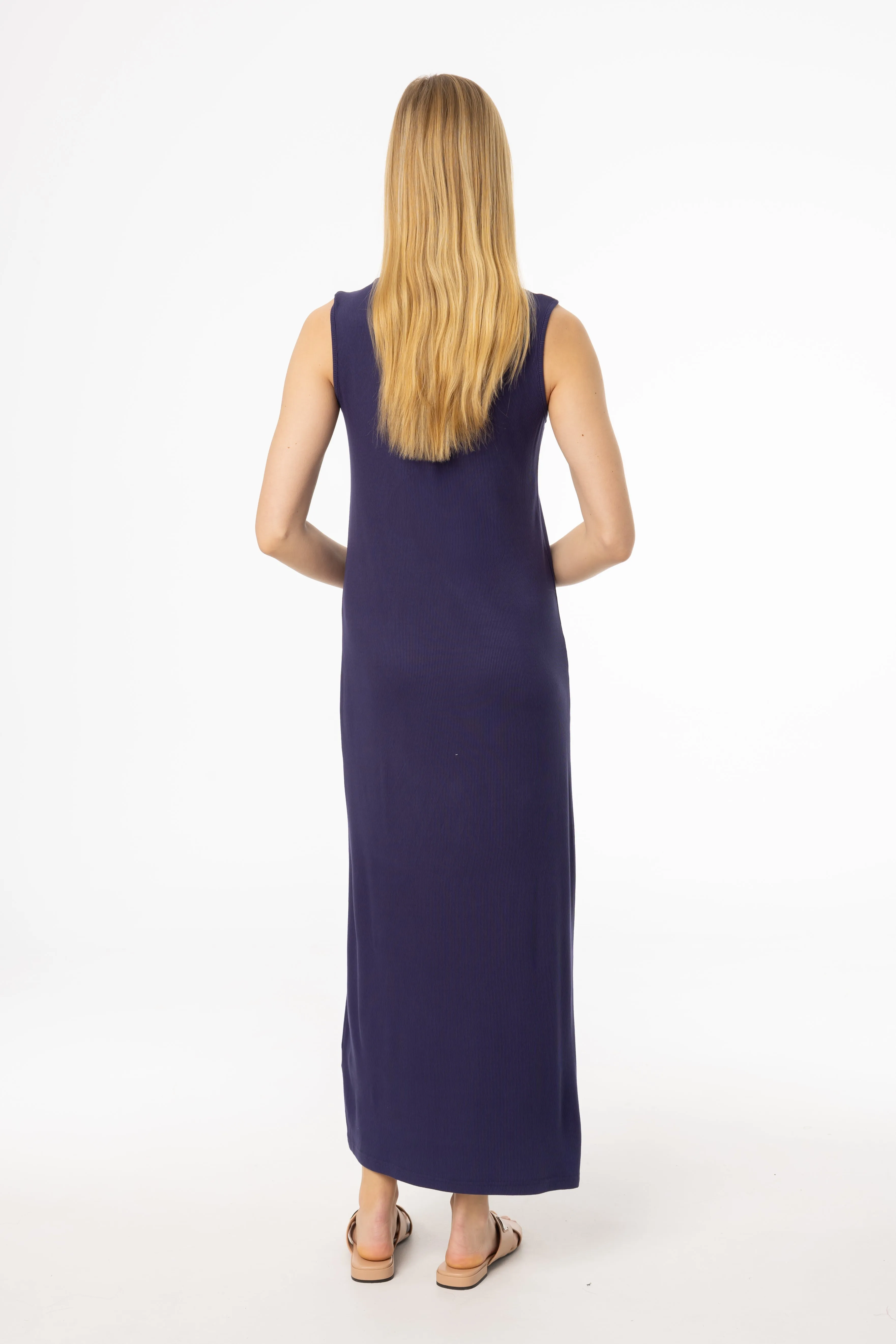 Basic Mood Odor-Control Navy Ribbed Maxi Jumper