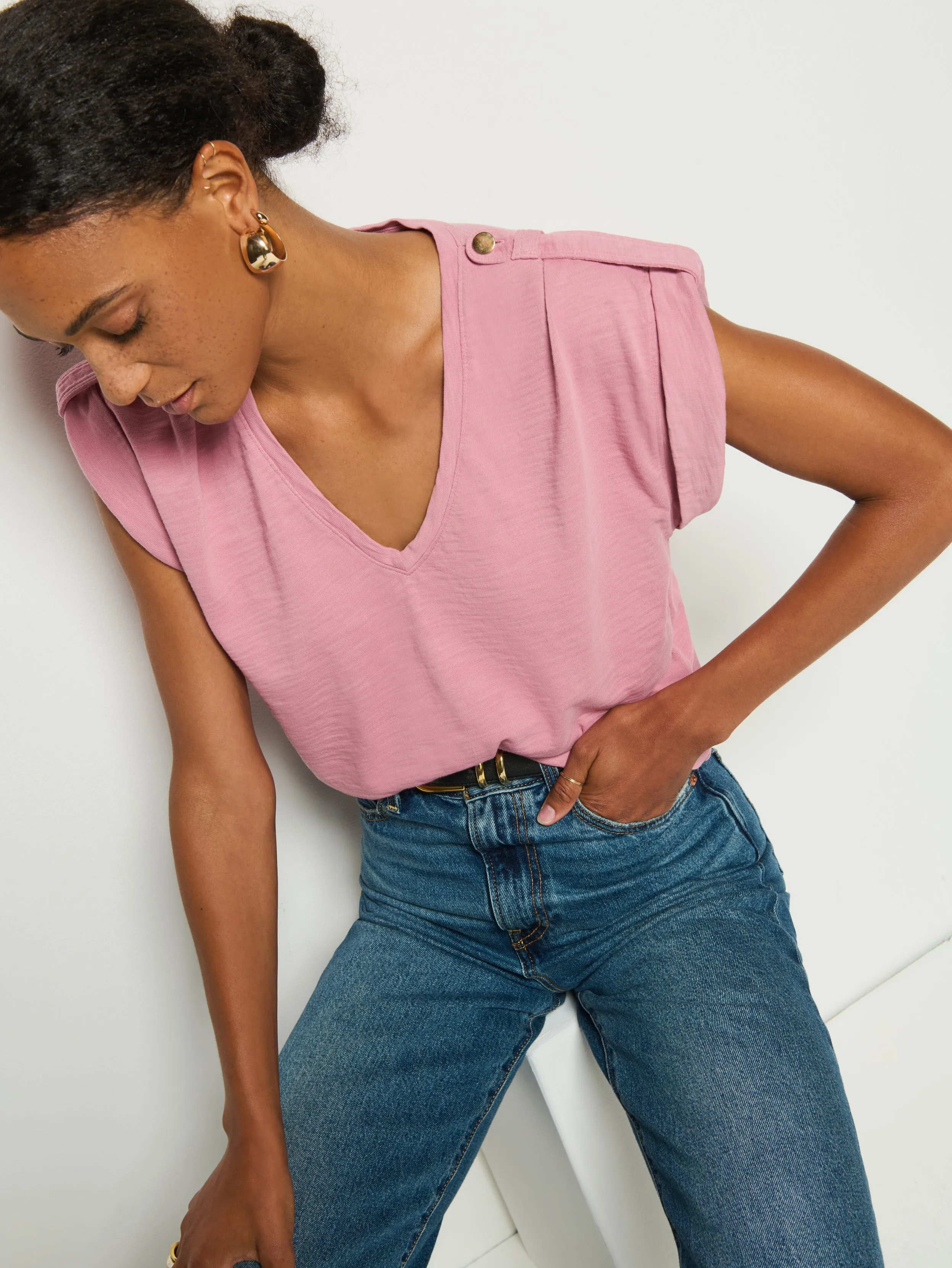 Vintage Style Roomy Waistband Cooper V-Neck Tank