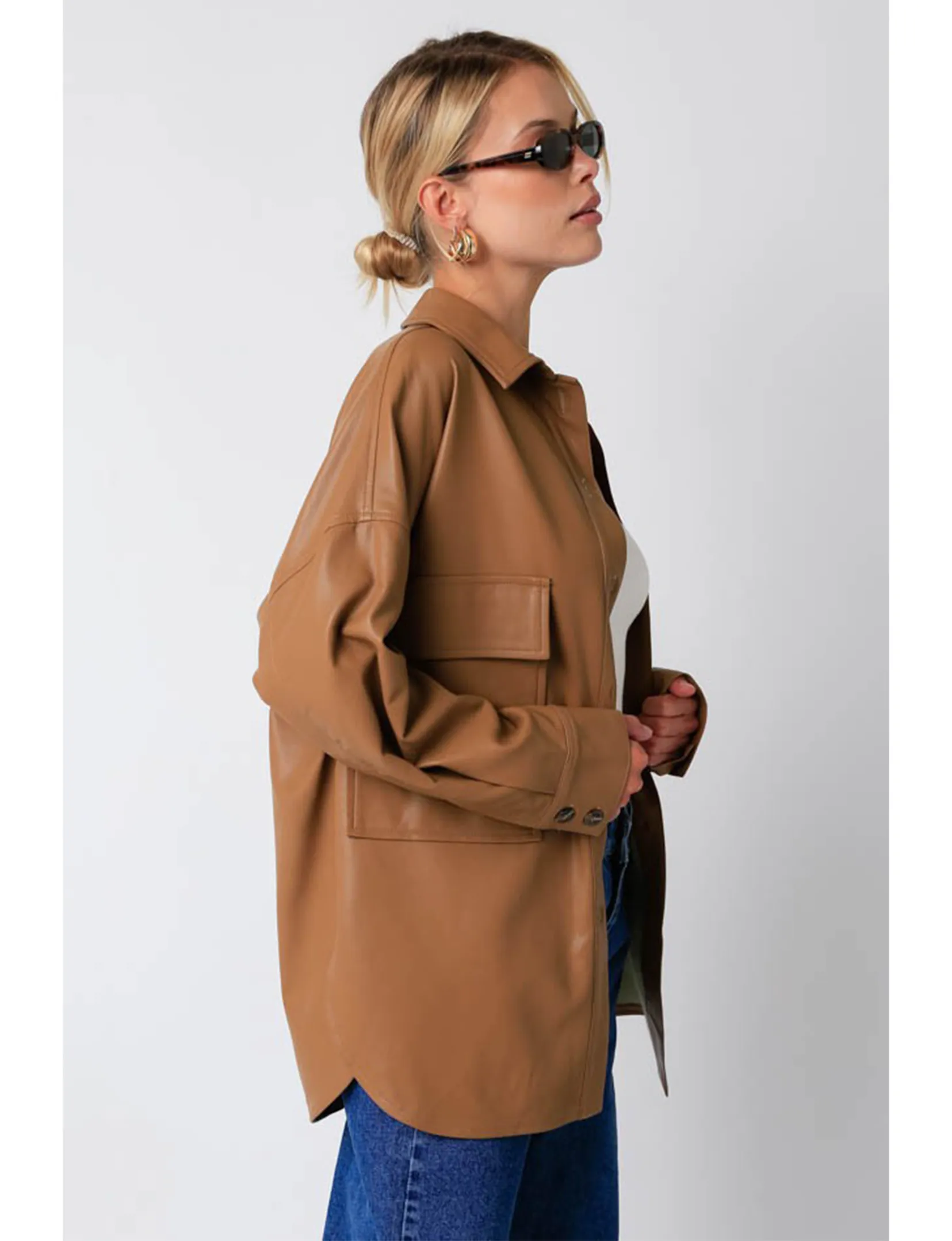 Sustainable Recycled Material Cora Pu Jacket, Taupe