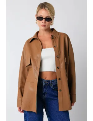 Simple Comfort Cora Pu Jacket, Taupe