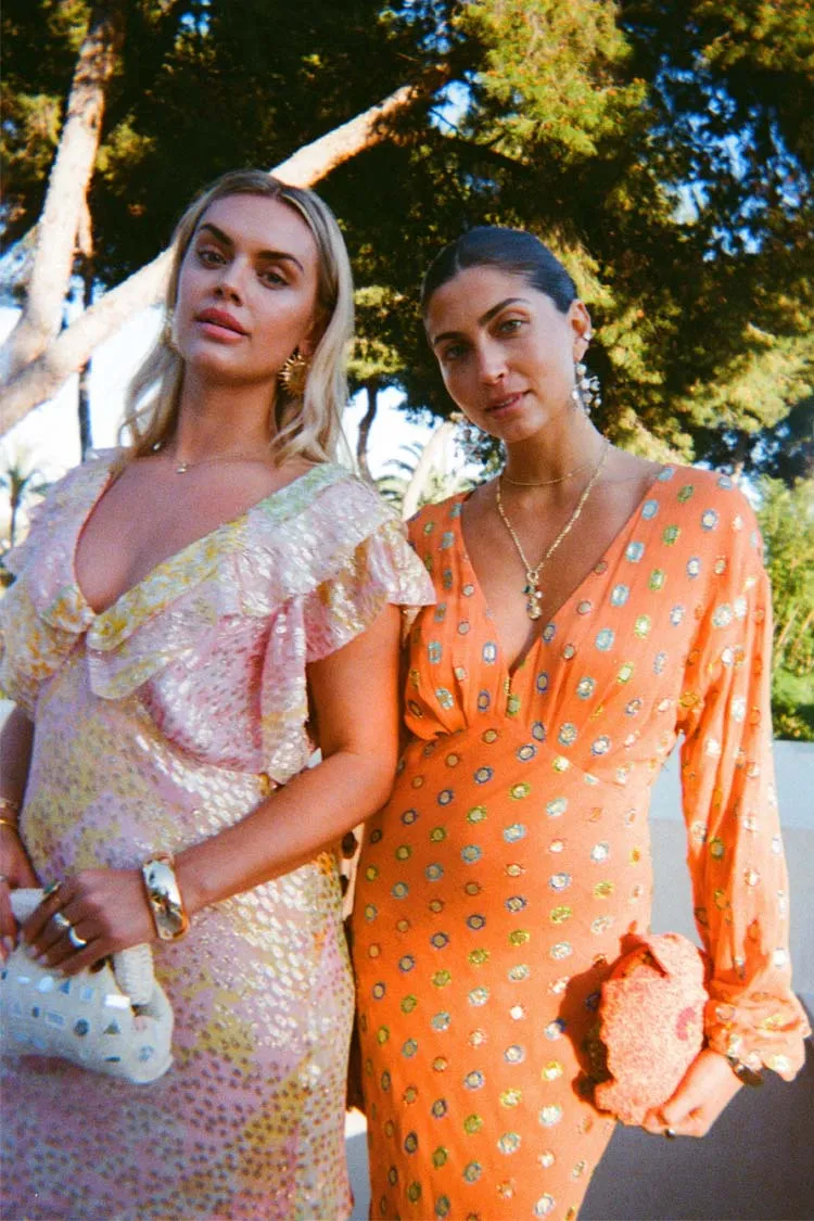 Coral Multi Foil Emma Dress Must Have Stud-Detail