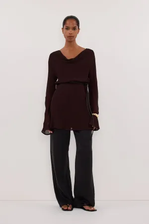 CORFU DARK CHOC SLEEVED MINI DRESS Modern Form