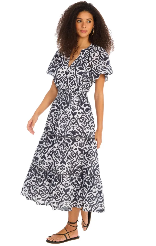 Elowen Midi Dress Silky-Feel Figure-Skimming