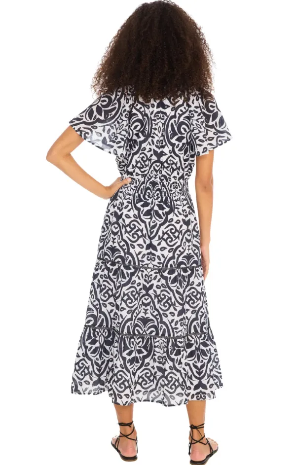 Versatile Edge Subtle-Print Elowen Midi Dress