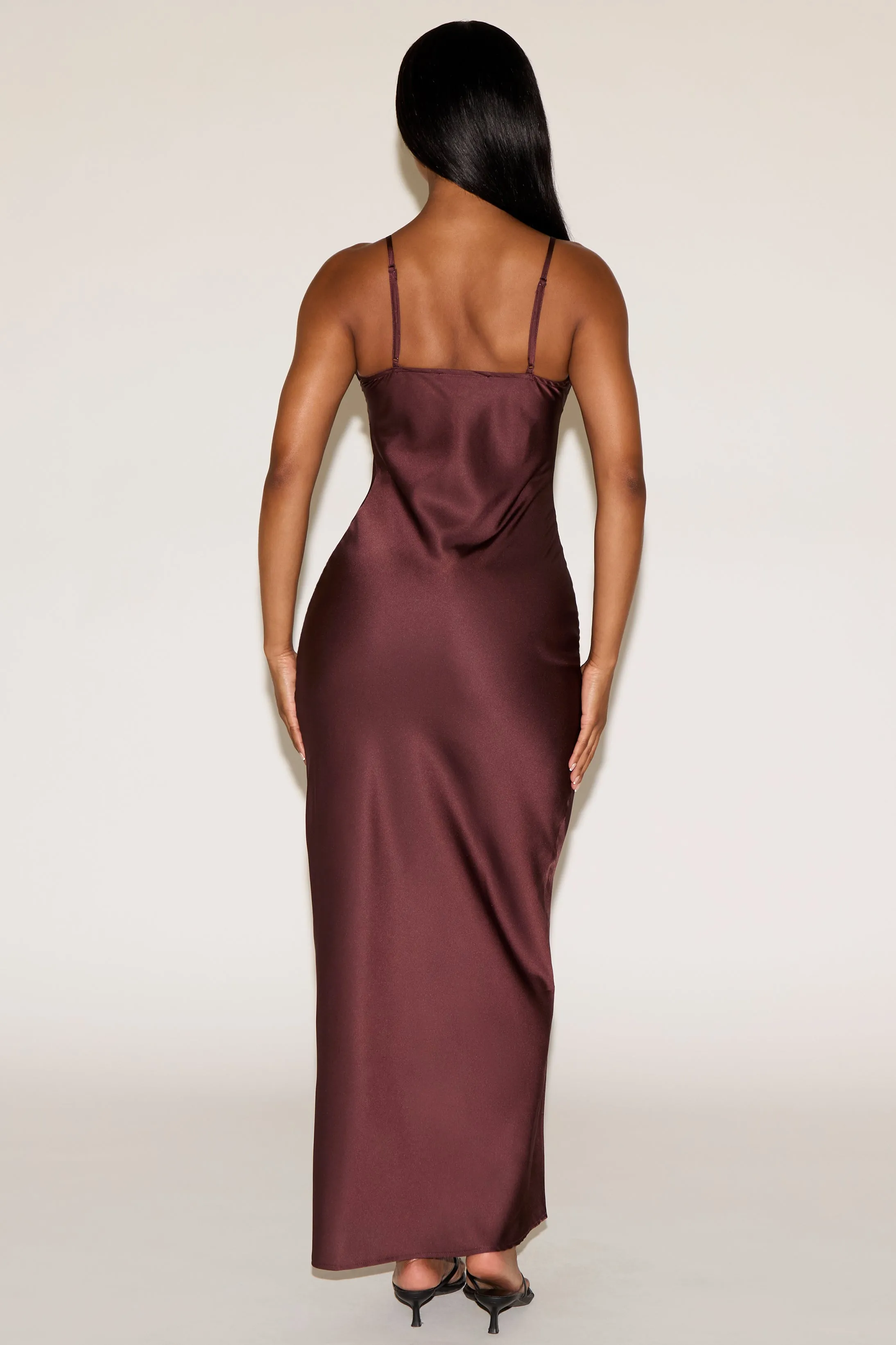 Love Energy COWL NECK SLEEVELESS SLIP SATINY MAXI DRESS