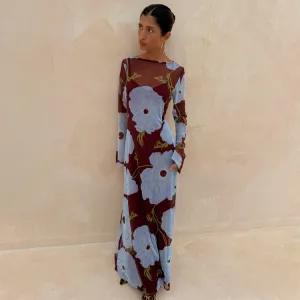 Burgundy & Blue Poppy Aria Dress Fresh Color Easy Tones