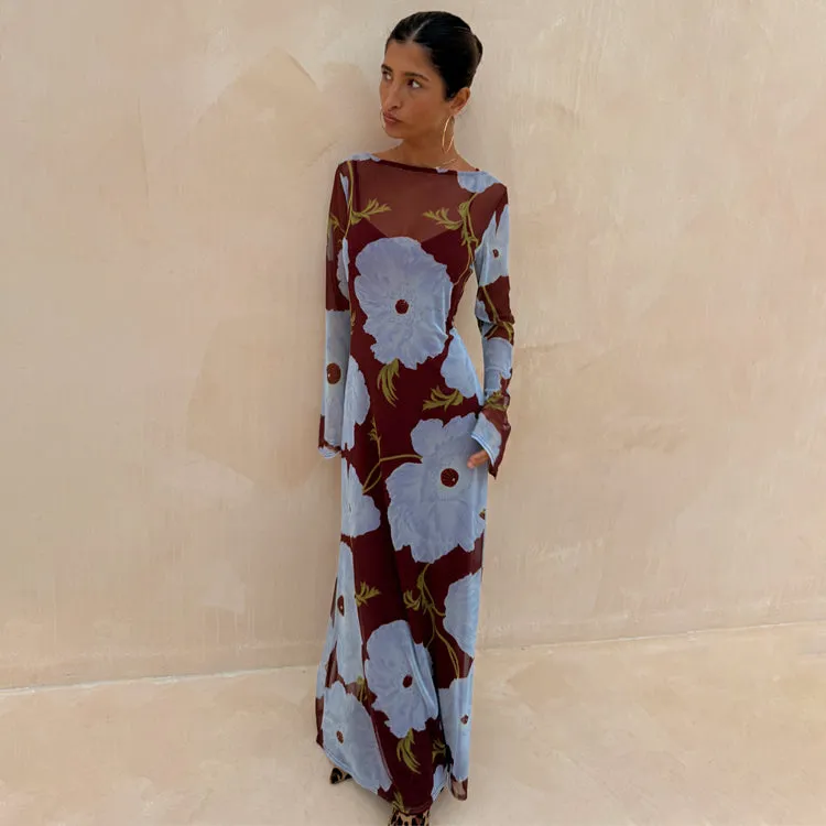 Burgundy & Blue Poppy Aria Dress Fresh Color Easy Tones