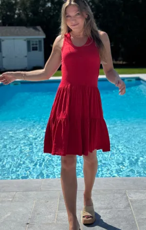 Rib V Neck Tiered Tank Dress Smooth Flow