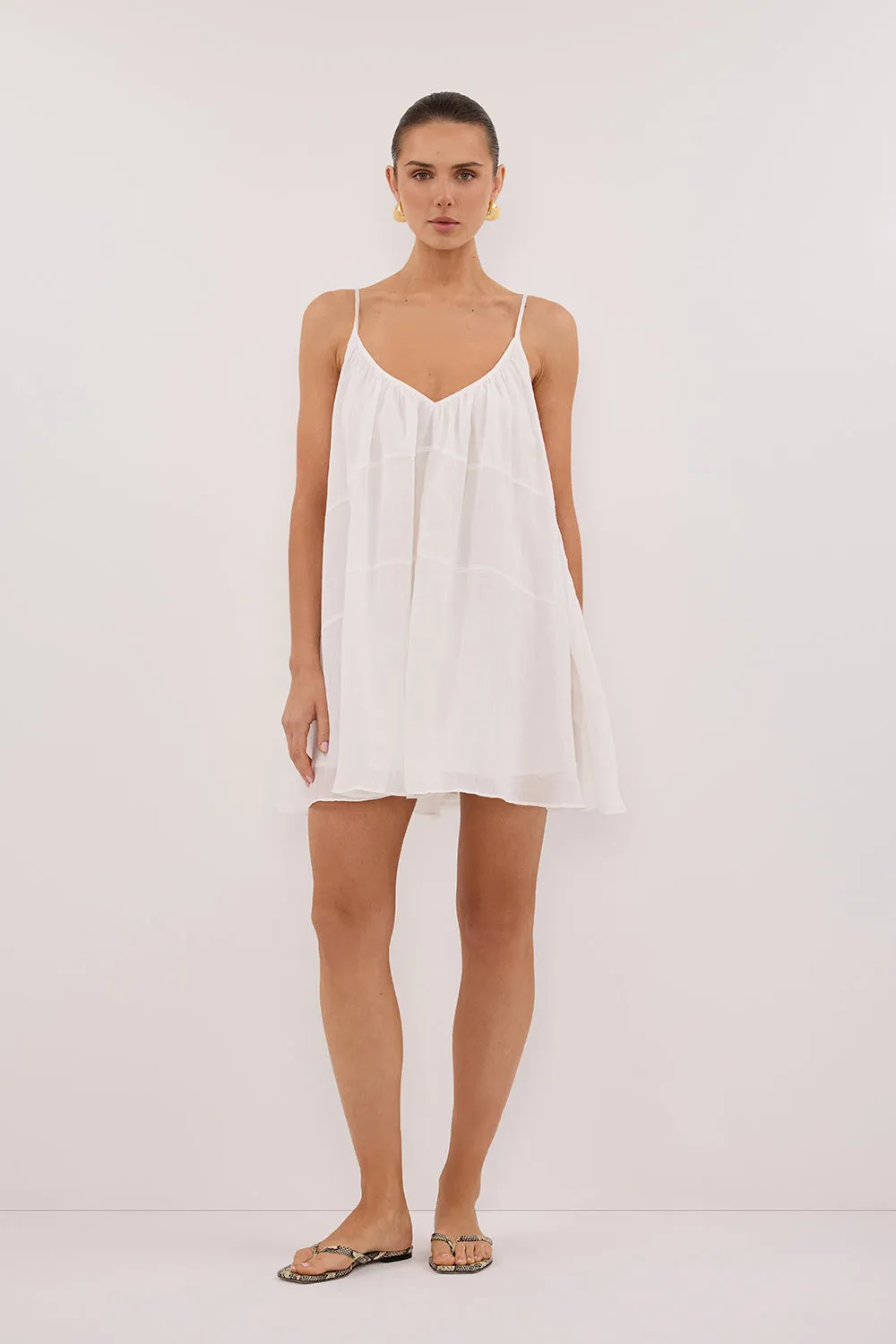 KAHN WHITE RAMIE MINI DRESS Chilly Comfort Mood Friendly