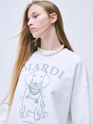 Stylish Essentials Modern SWEATSHIRT SWING THE TAIL DDANJI PEARL NECKLACE_WHITE LIGHTGREY