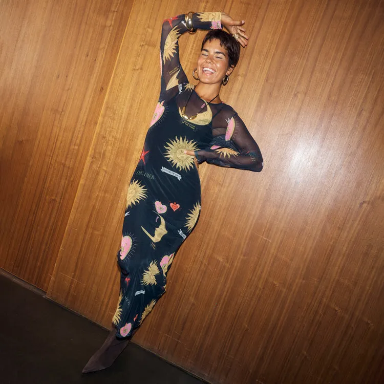 Polished Edge Quick Glam Black Mystical Mesh Dress